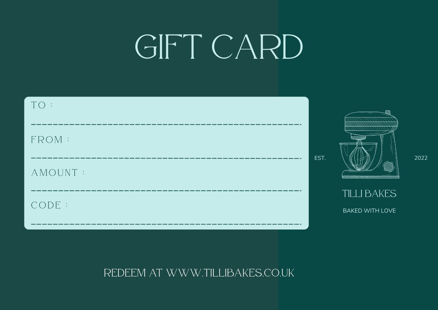 Tilli Bakes Gift Card